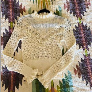 Zara Ivory Knitted Cottagecore Sweater